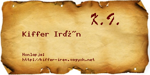 Kiffer Irén névjegykártya
